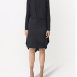 Luxury Burberry Flog Drape Intarsia Satin Skirt Black