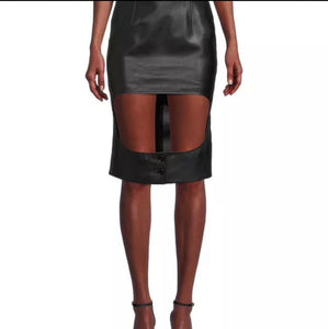 Luxury Burberry Florence Black Cut Out Leather Skirt