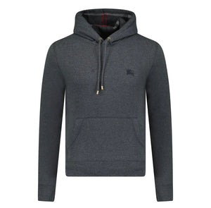 Luxury Burberry Clarendon Check Hood Embroidery Sweatshirt Grey XS
