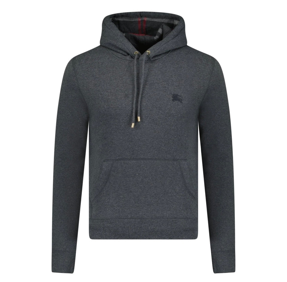 Luxury Burberry Clarendon Check Hood Embroidery Sweatshirt Grey XS