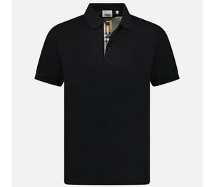 Luxury Burberry Hartford Check Placket Mens Polo Black L