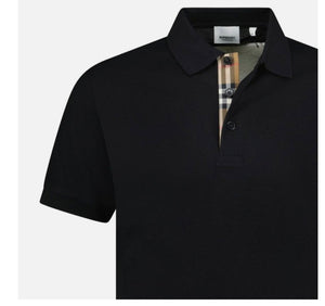 Luxury Burberry Hartford Check Placket Mens Polo Black L