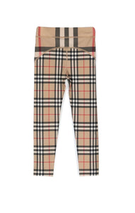 Luxury Burberry Kids Isabella Check Pattern Archive Beige Leggings 10Y