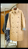 Luxury Burberry Tything Camel Quilted Long Jacket S