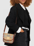 Luxury Burberry elizabeth messenger bag beige check