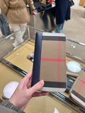 Luxury Burberry LS LG Zip Around Wallet Beige Plaid Wallet