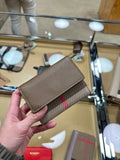 Luxury Burberry LS Lancaster Wallet in Beige Leather Plaid Style