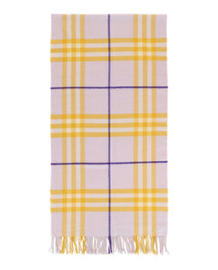 Luxury Burberry Check-Pattern Fringed Cashmere Scarf Womens 8079555