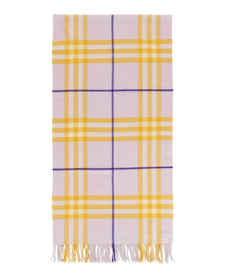 Luxury Burberry Check-Pattern Fringed Cashmere Scarf Womens 8079555