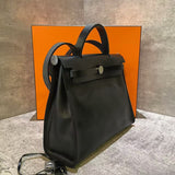 Hermes Herbag 31 Black Waterproof Canvas Handbag