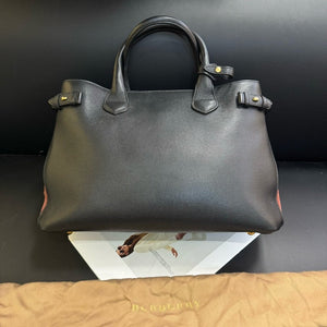 Luxury Burberry Black Leather Tote Bag Medium Size
