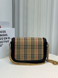 Luxury Burberry Grace Beige Plaid Shoulder Bag