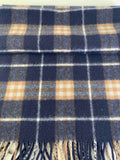Luxury Burberry Check Pattern Navy Beige Wool Scarf