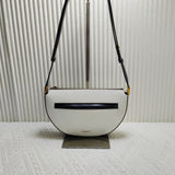 Luxury Burberry Halfmoon Bag White Leather Crossbody