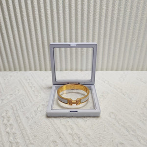 Hermes Clic Clac H White Enamel Bangle Bracelet