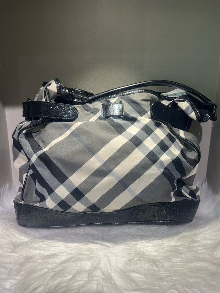 Luxury Burberry Check Plaid Black Shoulder Bag