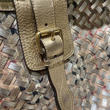 Luxury Burberry Woven Gold Metallic Hobo Bag
