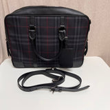 Luxury Burberry Men's Haymarket Check Black Briefcase