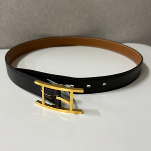 Hermes H Buckle Black Leather Belt 85cm/34” O274653