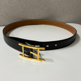 Hermes H Buckle Black Leather Belt 85cm/34” O274653