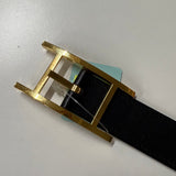 Hermes H Buckle Black Leather Belt 85cm/34” O274653