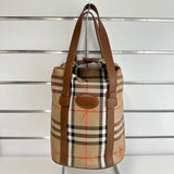 Luxury Burberry Plaid Beige Tote Handbag