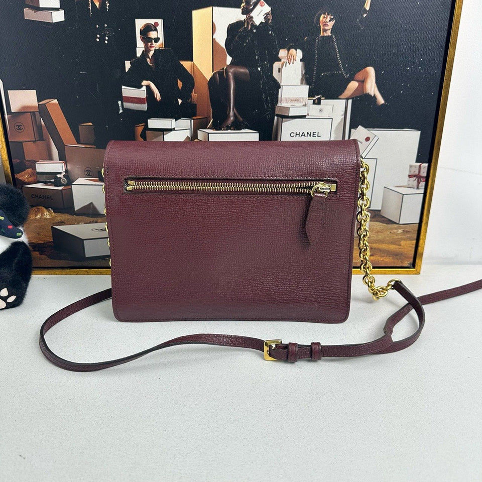 Luxury Burberry Vintage Burgundy Crossbody Bag -  Designer Handbag 12010222