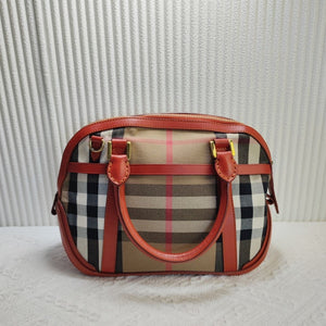 Luxury Burberry Haymarket Check Beige Satchel Bag