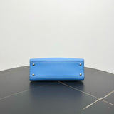Luxury Burberry Leather Two-Way Bag in Blue -  Satchel