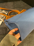 Hermes Herbag31 Carved Yellow Brown and Brighton Blue Satchel Bag