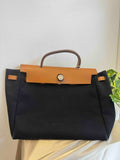 Hermes Herbag Zip 31 Black Canvas Top Handle Bag