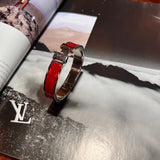 Hermes Clic Clac H Bracelet Red Silver Plated Jewelry