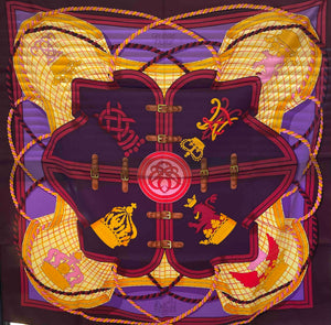 Hermes Grande Tenue Purple Silk Scarf