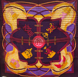 Hermes Grande Tenue Purple Silk Scarf