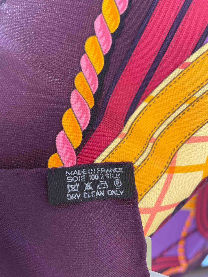Hermes Grande Tenue Purple Silk Scarf