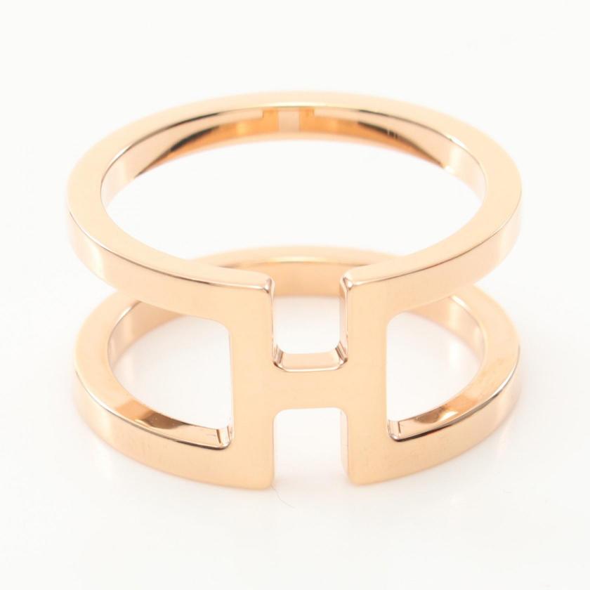 Hermes H Ann Ron Scarf Ring Pink Gold