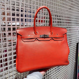 Hermes Birkin 35, Orange, Leather Handle Bag