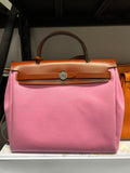 Hermes Herbag MM Pink Canvas Satchel/Top Handle Bag