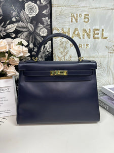 Hermes Kelly 32 Bag in Navy Leather -  Condition
