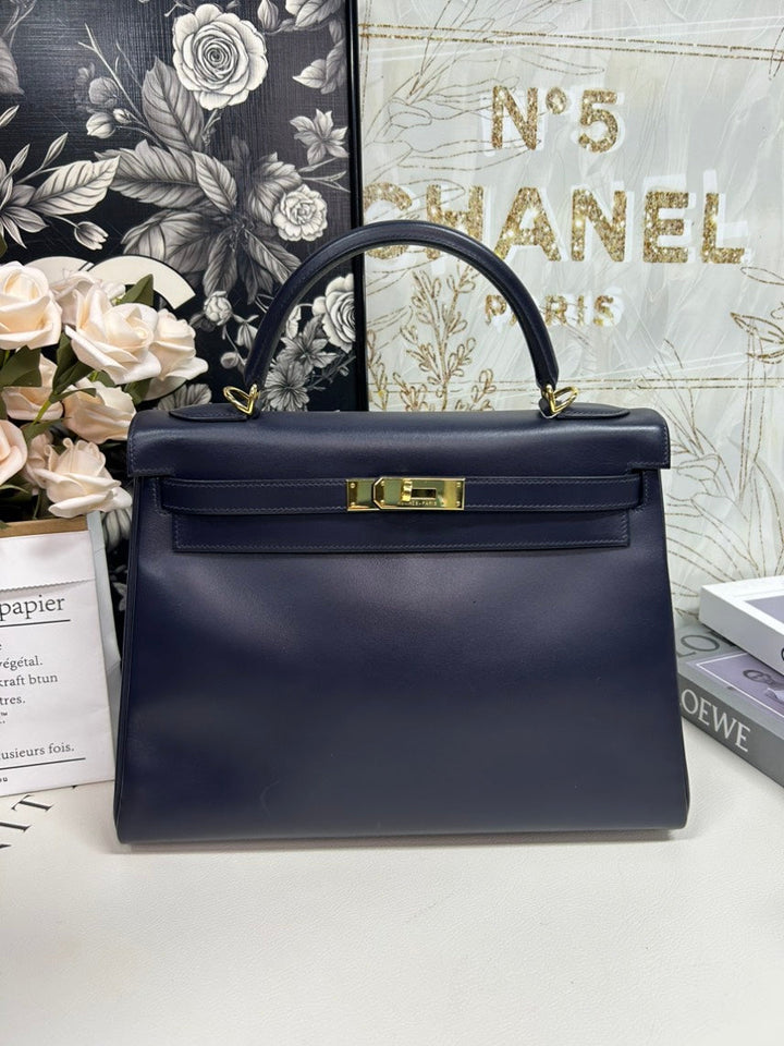 Hermes Kelly 32 Bag in Navy Leather -  Condition