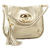Gucci Interlocking Fringe Shoulder Bag Leather Champagne Gold 167732 rd106