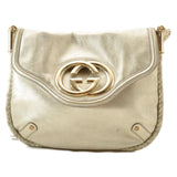 Gucci Interlocking Fringe Shoulder Bag Leather Champagne Gold 167732 rd106