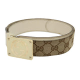 Gucci GG Canvas Belt Leather Beige White rd2130