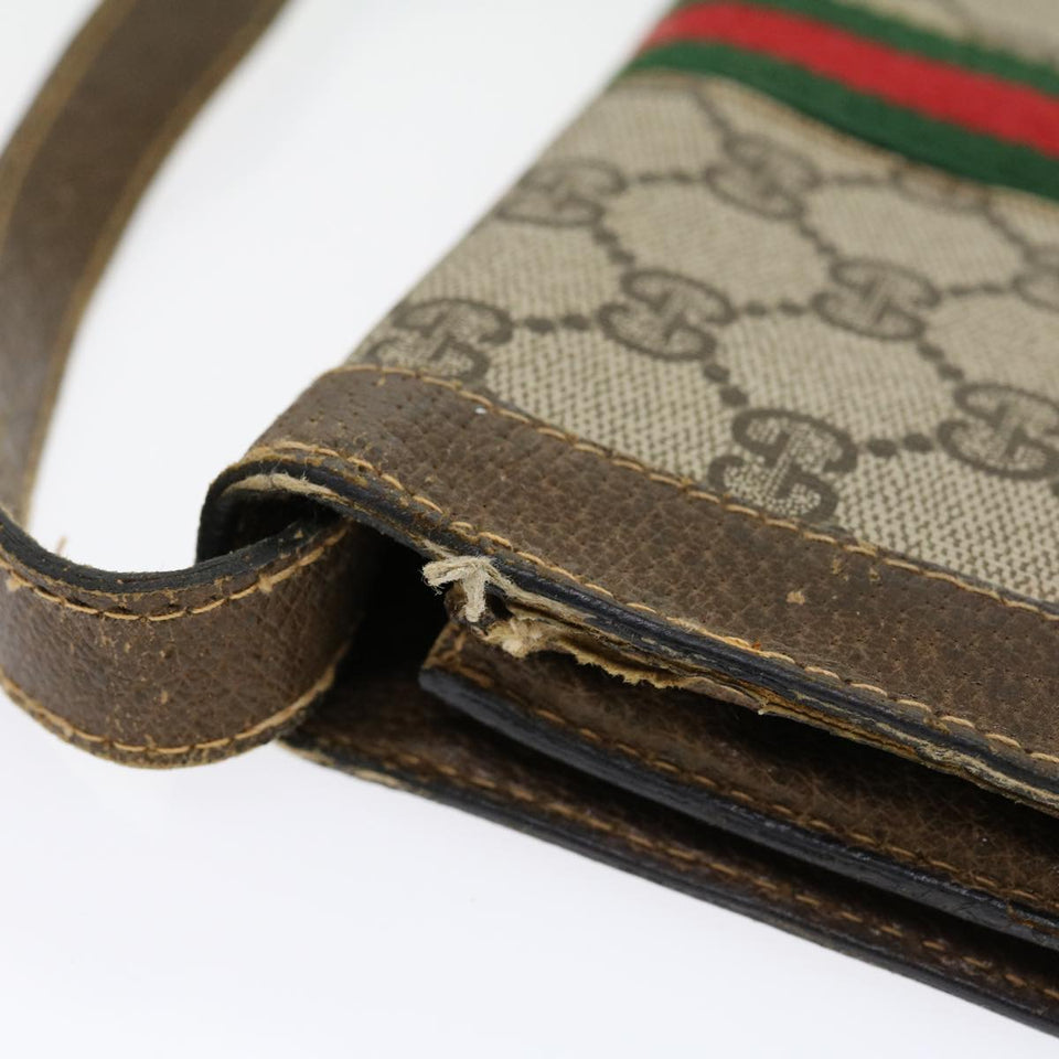 Gucci GG Canvas Web Sherry Line Shoulder Bag Beige Red Green rd2223