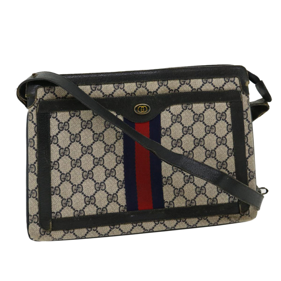 Gucci GG Canvas Sherry Line Shoulder Bag Beige Red Navy 1402013 rd2346
