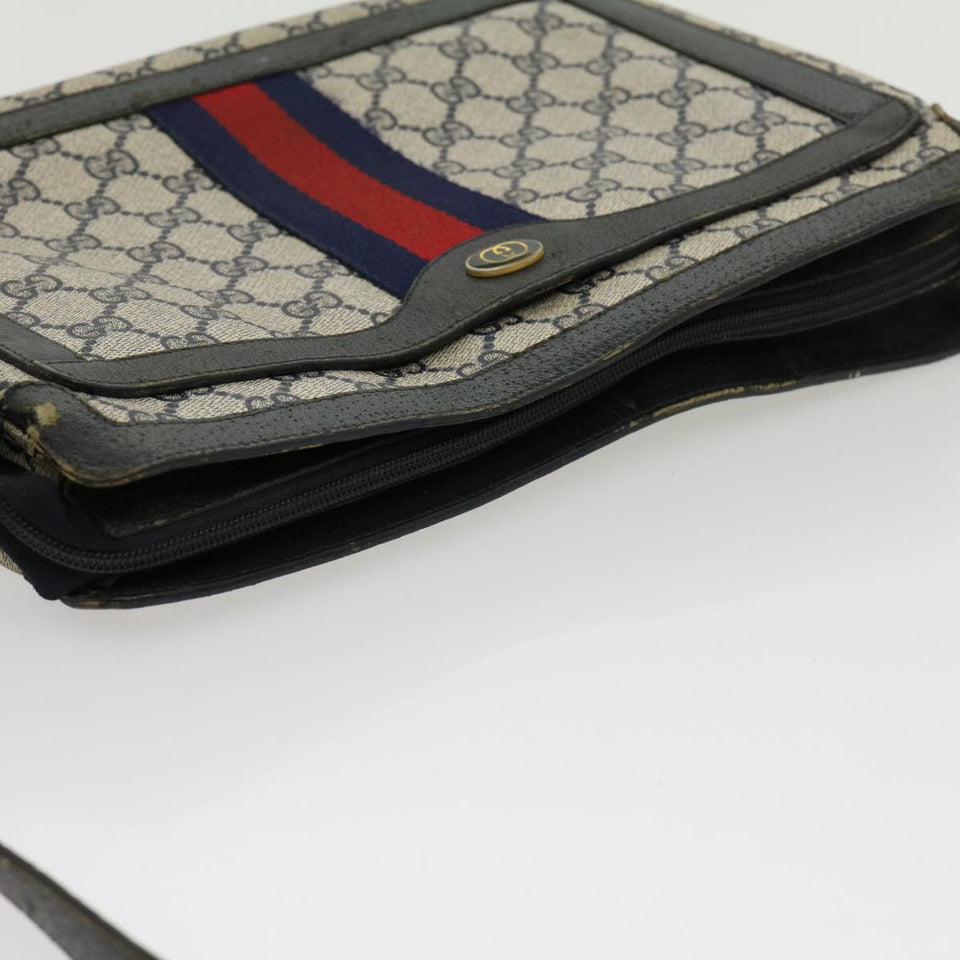 Gucci GG Canvas Sherry Line Shoulder Bag Beige Red Navy 1402013 rd2346