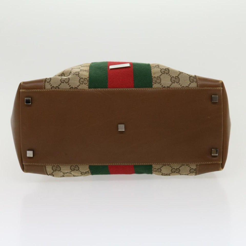 Gucci GG Canvas Web Sherry Line Hand Bag Beige Red Green 20580025100 rd2378