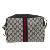 Gucci GG Canvas Sherry Line Shoulder Bag PVC Leather Navy Red gray rd2444