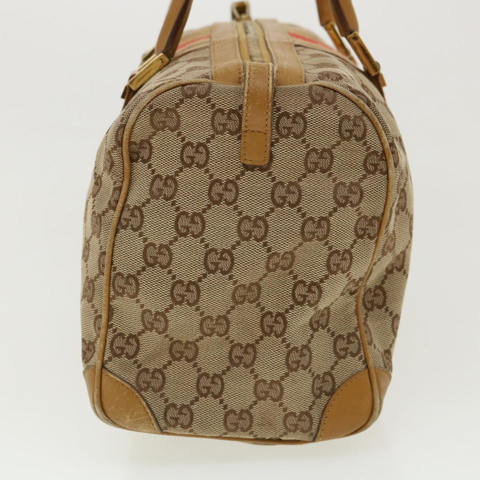 Gucci GG Canvas Sherry Line Hand Bag Beige Red Brown 0000846002113 rd2865