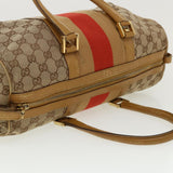Gucci GG Canvas Sherry Line Hand Bag Beige Red Brown 0000846002113 rd2865